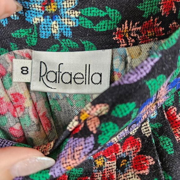 Rafaella Floral Maxi Skirt Pleated Womens 8 Rayon Wool Blend Button Multicolor - Picture 8 of 12